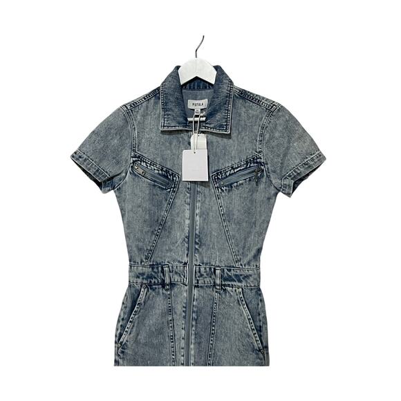 PISTOLA WOMENS XSMALL DENIM BRIX AVIATOR COTTON MINI JEAN DRESS BLUE NEW - Picture 7 of 14
